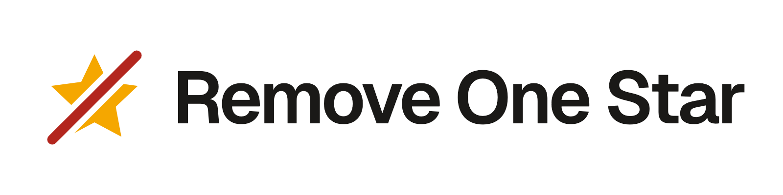 The Remove One Star wordmark: a gold star with a red diagonal strike, followed by the name in dark type.
